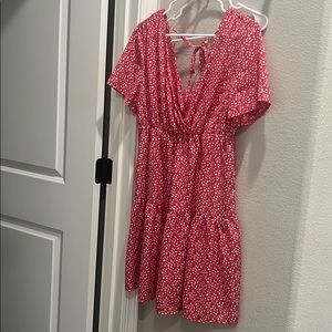 Red Floral tiered dress